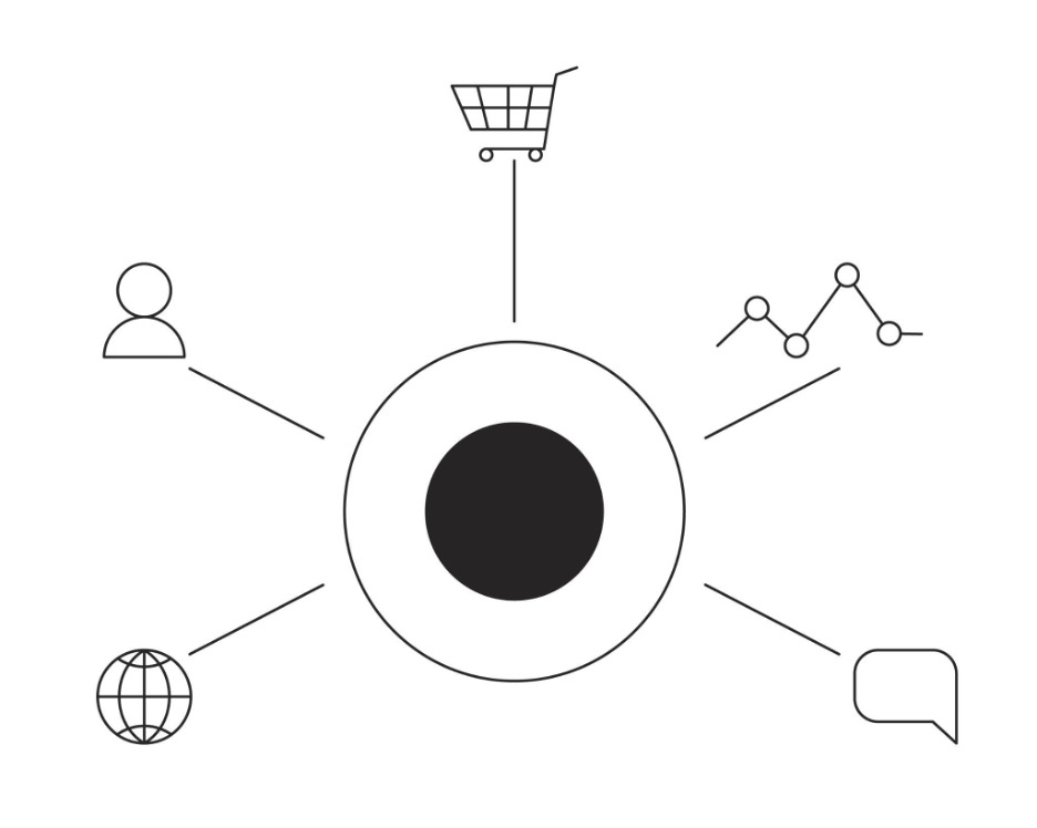 Ecommerce accounting illustration showing online sales, invoices, and profit tracking for digital retailers